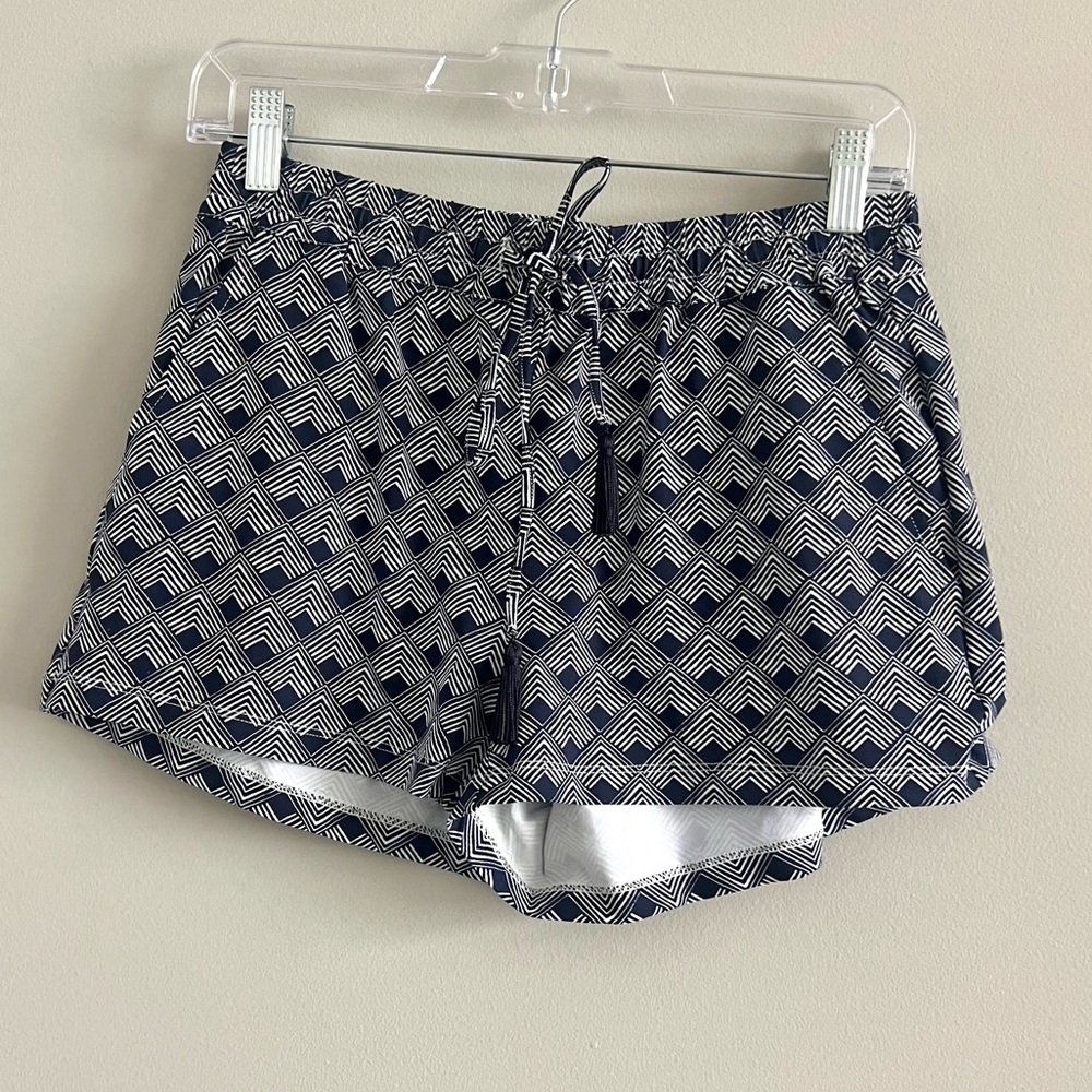 NEW Persifor Rory Short Olafer in Bleu Navy Blue White Print Women's XS